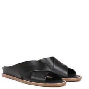 Vince Fairley Cross Strap Wedge Sandal in Black